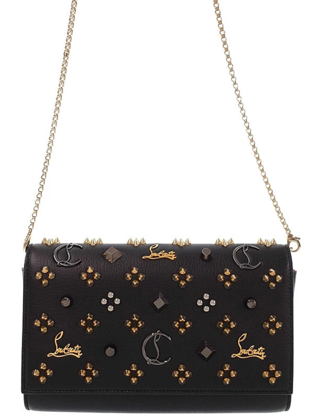 Christian Louboutin Paloma Clutch black leather metal spikes